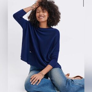 Mersea Catalina Crews Pocket Travel Sweater Deep Water Navy Blue One Size OS